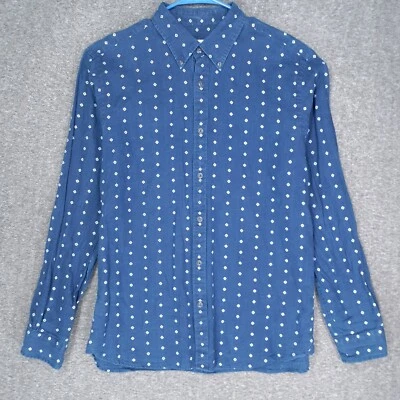 Camisa Brooks Brothers vermelha de lã com botões adulto GG azul geométrica manga longa - Imagem 1 de 4