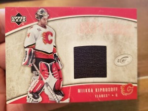 MIIKKA KIPRUSOFF 05-06 UPPER DECK ICE FROZEN FABRIC GAME USED JERSEY MINT!!
