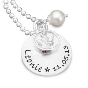 Taufschmuck Gravur Mädchen GESEGNET ENGEL 925 Silber Taufkette Schutzengel - Bild 1 von 6
