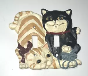 De Colección Gato en Esmoquin y Naranja Gatito Atigrado Doble Interruptor Luz Cubierta Excelente - Imagen 1 de 3