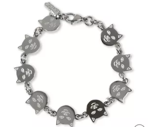 NUOVO BRACCIALE RIPNDIP LORD NERMAL MAGLIE METALLO LOGO GATTI (ARGENTO) - Foto 1 di 2