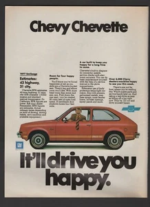 1976 Chevy Chevette It'll Drive You Happy Goofy Guy In Car Vintage Print Ad N76 - Picture 1 of 1