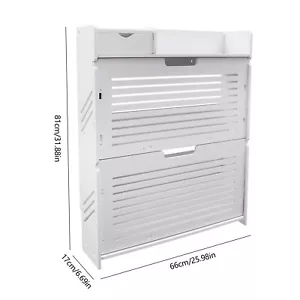 Zapatero Moderno PVC Zapatero Armario de Almacenamiento de Zapatos Cajón Abatible Organizador 2 Capas Blanco - Imagen 1 de 11