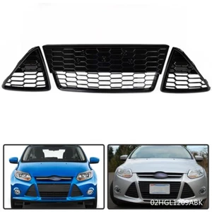 Fit For 2012 2013 2014 Ford Focus 3Pcs Honeycomb Front Bumper Lower Grille Grill - Bild 1 von 12
