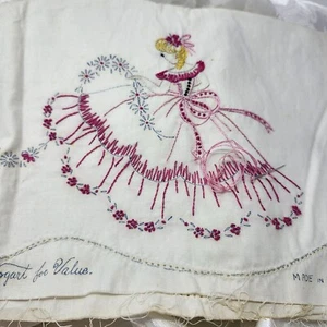 Southern Belle Pillowcases Crinoline Handmade Vintage Embroidery Unfinished (2} - Picture 1 of 12