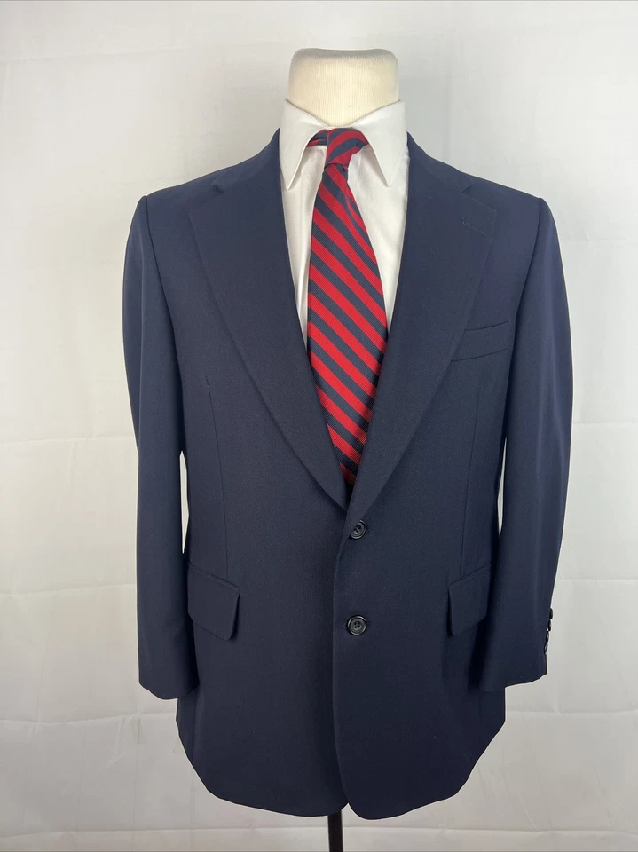 SUPER 100'S Paul Stuart Men's Navy Blue Solid Wool Blazer 40S $1,695 - Image 1 of 4