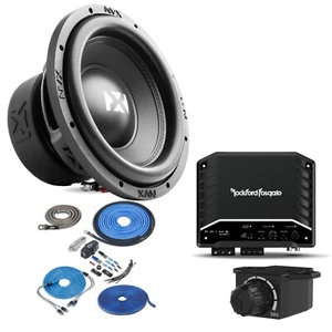 NVX VSW104v3 10" Subwoofer w/ Rockford Fosgate R2-500X1 Mono Amplifier Bundle - Picture 1 of 24