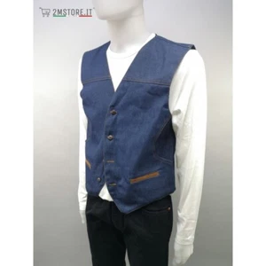 Weste Ärmellos Jeans Weste Original Vintage Hipster Biker Made IN Italy - Bild 1 von 8