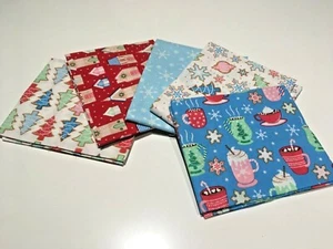 Cosy Christmas Hot Chocolate Church Tree 100% Cotton Fabric 5 Fat Quarter Bundle - Picture 1 of 3