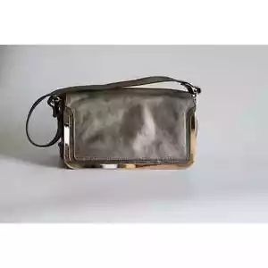 Preowned Botkier Silver Metallic Shoulder Bag with Gold Tone Hardware - Picture 1 of 12