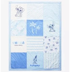Disney Baby Lilo & Stitch Babydecke gesteppt blau Engel Ohana Plüsch Scrump - Bild 1 von 12