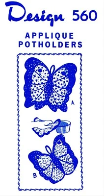 BUTTERFLY Potholders Pattern Pot Holders Design 560 - Image 1 of 4