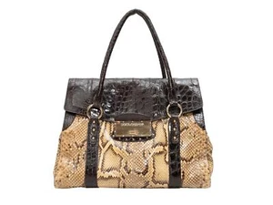 Beige & Brown Dolce & Gabbana Python Top Handle Bag - Picture 1 of 7