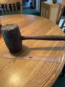 Antique Vtg Wooden Mallet Hammer Tool WOOD Farmhouse Rustic Strong! 14” - Picture 1 of 5