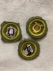 (Cl2)  Boy Scouts -  Three (3) Vintage Unfinished Edge Merit Badges -