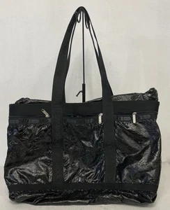 Le Sport Sac glänzend Nylon Handtasche Beuteltasche Umhängetasche mit kleinem passendem Beutel - Bild 1 von 6