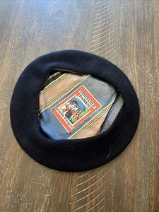Boina francesa vasca vintage Vrai pura lana negra hecha en Francia sombrero - Imagen 1 de 3