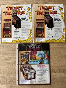 Steve Kordek Signed Pinball Flyers Ticket Tac Toe & Triple Action Williams - Picture 1 of 4