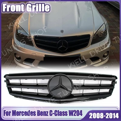 Black Bumper Grille W/3D Star For Mercedes Benz W204 08-14 C250 C280 C300 C350 Foto 1 de 4