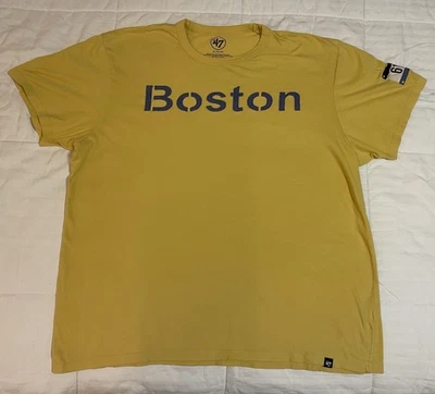 Boston Strong 617 ’47 Brand T-Shirt XL Yellow Blue Marathon Tribute 100% Cotton - Image 1 of 4