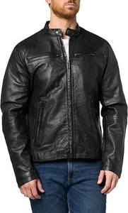 Paris Herren Outerwear Racer Lederjacke schwarz - Bild 1 von 4