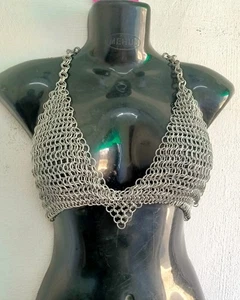Chainmail Bra, 10mm Aluminium Butted Women LARP Fantasy Chainmail Costume - Picture 1 of 8