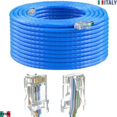 Cavo di Rete Ethernet 50 Metri Computer Patch Cavo CAT6 0.57mm 23AWG RJ45 165FT - Immagine 1 di 4