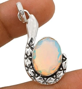 Joyería colgante de plata esterlina maciza 925 opalita al fuego natural de 6 quilates - Imagen 1 de 1