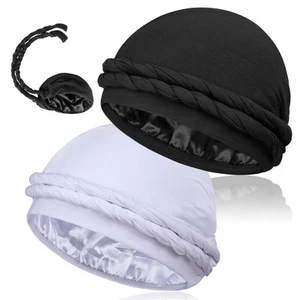 MLTUAGE Satin Lined Turban Durag & Halo Turban Head Scarf for Men - Bild 1 von 7