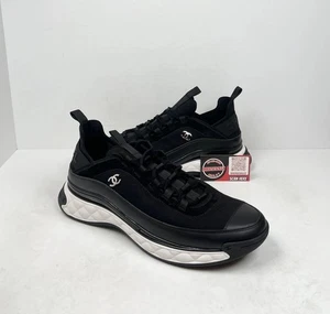 Size 46EU/13US - Chanel CC Logo Velvet Black Low Top Trainers🖤 Retail $1.3K! - Picture 1 of 10