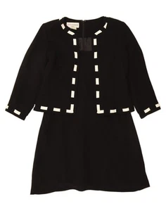EVAN PICONE Womens 3/4 Sleeve A-Line Dress UK 12 Large Black Geometric BP09 - Picture 1 of 3