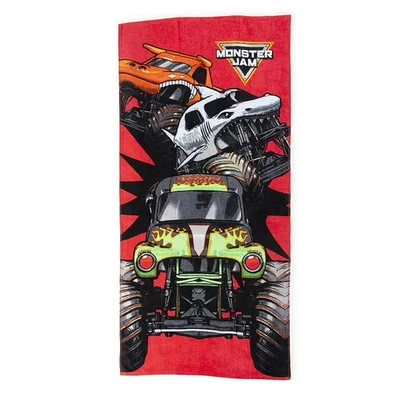 Toalha de praia Monster Trucks Grave Digger, Megalodon e El Toro Loco, 28" X 58" - Imagem 1 de 4