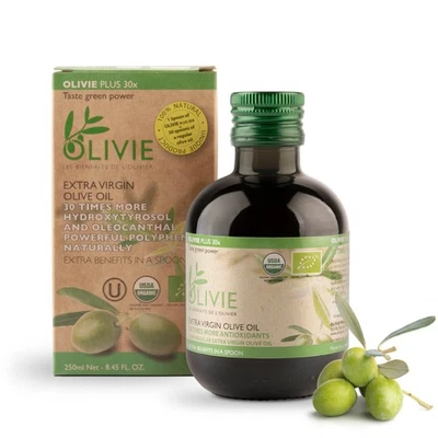Organic High Polyphenol Rich Extra Virgin Olive Oil OLIVIE PLUS 30X |  250 ml - Image 1 of 4