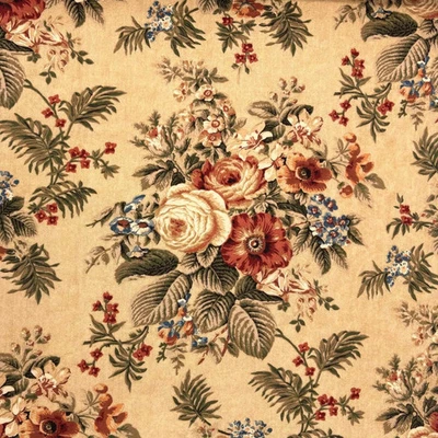 Vintage Floral Cotton Jacquard SANDSTONE Drapery Upholstery Sewing Fabric BTY - Image 1 of 4