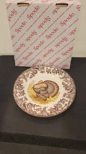 Spode Woodland  8" Salad Plate Turkey Design NIB, Ready For Thanksgiving, ExCond - Picture 1 of 7