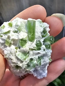 Rare Green Tourmaline & kunzite crystal Raw 4.9cm x 3.5cm Specimen 36g Pakistan - Picture 1 of 24