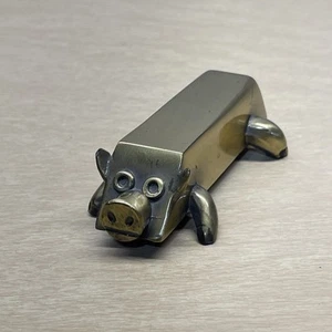 Brass Pig Paperweight Artistic Rectangular - Picture 1 of 10