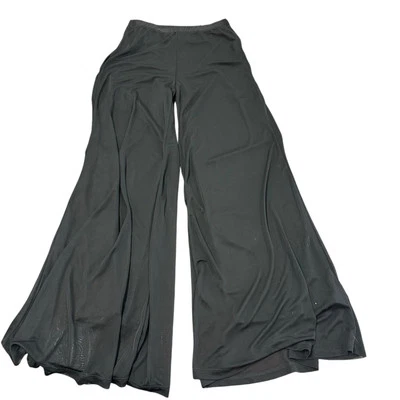 PANTALONES DE MUJER ALBERTO MAKALI NUEVOS CON ETIQUETAS PEQUEÑOS TIRAR DE SUPERPOSICIÓN TRANSPARENTE PIERNA ANCHA NOCHE Foto 1 de 4