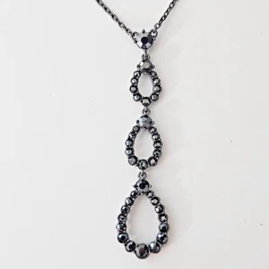 Givenchy schwarz Kristall Strass Träne Tropfen Halskette 15" - Bild 1 von 10