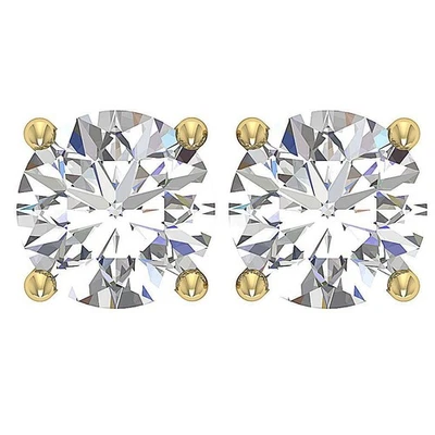 For Women VS F 1 Ct Solitaire Stud Earring Lab Grown Diamond Prong Set 14K Gold - Image 1 of 4