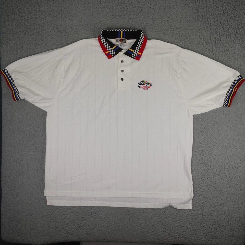 Camisa Polo Speedway Club De Colección Para Hombres 2XL Blanca Carreras A Cuadros Hecha en EE. UU. Foto 1 de 4