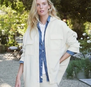 Frank & Eileen MCLOGHLIN Natural 100% Italiano Algodón Cepillado Lona Talla M/L LEER - Imagen 1 de 15