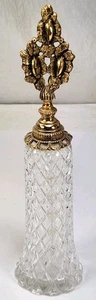 Vintage Hollywood Regency Gold Ormolu 9" Perfume Bottle Flowers - Picture 1 of 6
