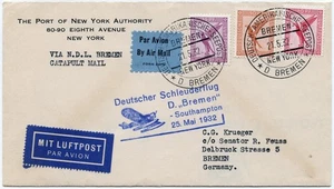 Katapult 1932 Dt. Reich Brief New York Seepost Bremen Catapult H 80 c / 10 - Picture 1 of 1
