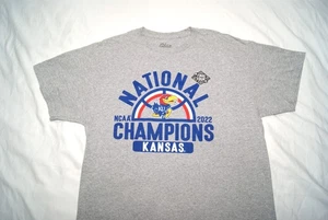 kansas jayhawks 2022 national champs t-shirt men's L heather gray basketball - Picture 1 of 7