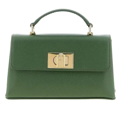 FURLA 1927 Mini Top Handle & Crossbody Green Leather & Gold Plated Twist Closure - Image 1 of 4