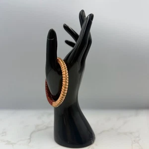 Brazalete brazalete de colección hecho a mano para mujer granate pedrería melocotón envuelto en hilo - Imagen 1 de 7