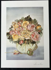 "Rosenstrauß" des deutschen Künstlers Ahrweiler, botanisch mit Goldfolie - Bild 1 von 2