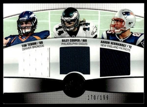 2010 TOPPS PRIME 3RD QUARTER RELICS TIM TEBOW/RILEY COOPER/AARON HERNANDEZ - Picture 1 of 2