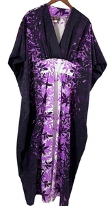 Vintage Tropical Eve Hawaii Muu Muu Kaftan Maxikleid Lila Aloha Kimono OS - Bild 1 von 8